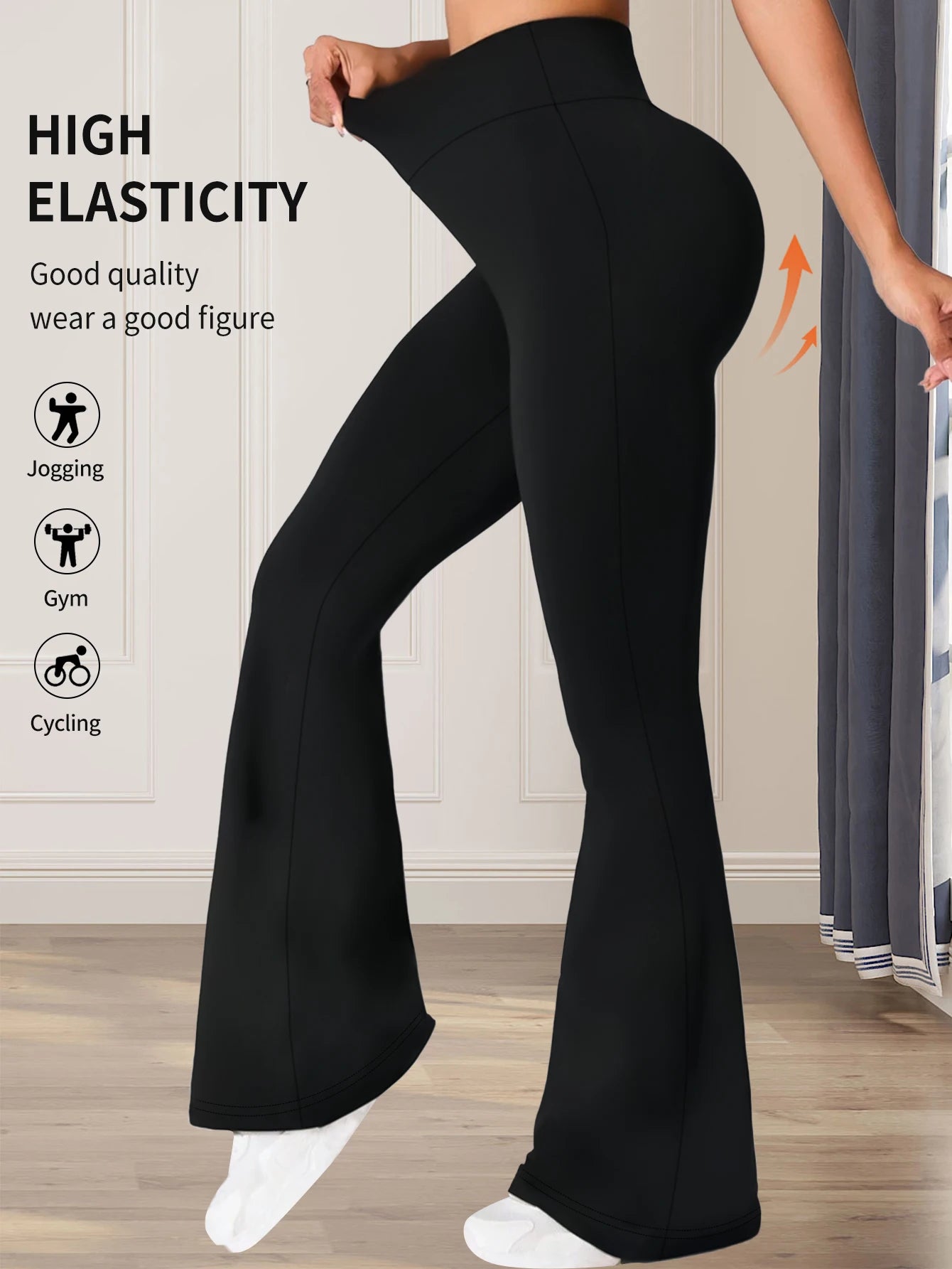 Women's spring and summer high waisted tight fitting flared pants