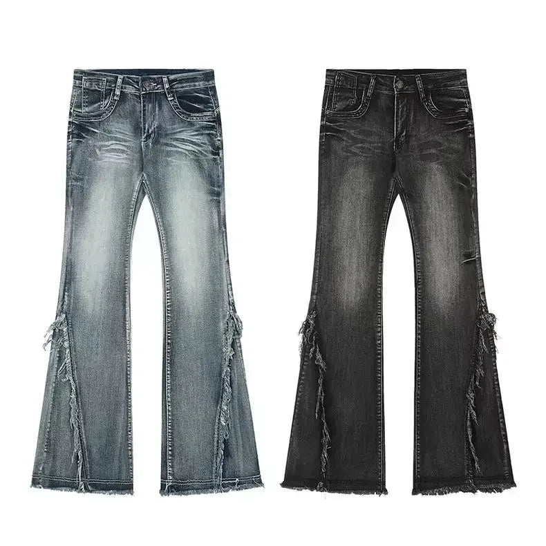 High Quality American Vintage Raw Edge Design Flared Jeans