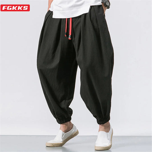 New Oversize Men Loose  High Quality Casual Brand Trousers Male